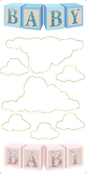 baby block gold trim clouds