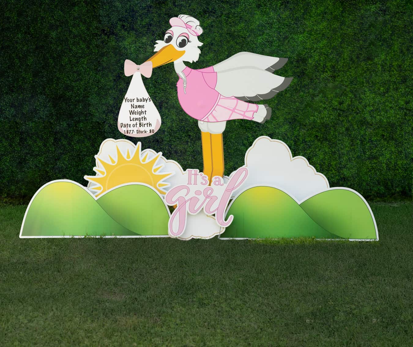 Golf Themed Stork Lawn Sign Rental for Baby Girl