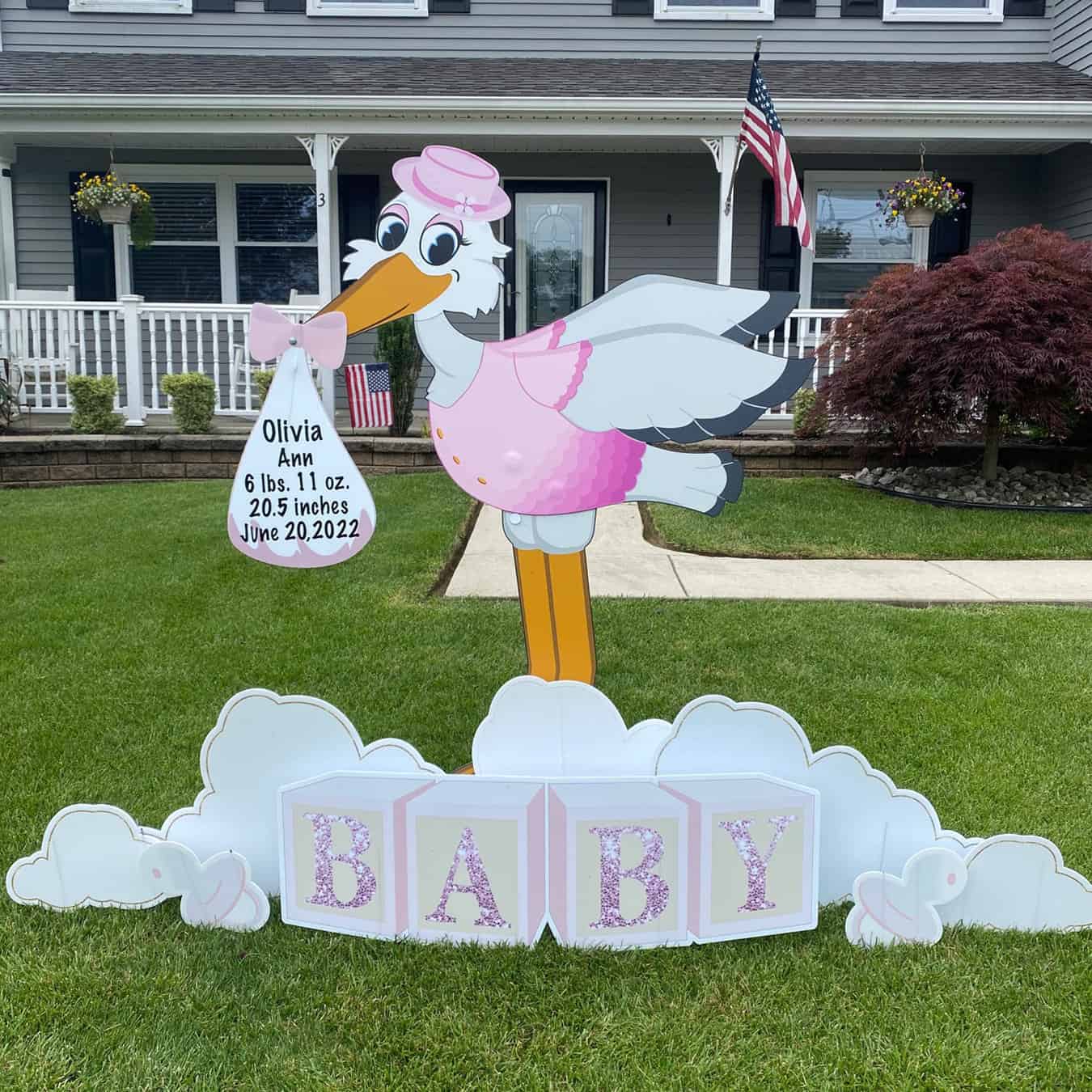 Rent Stork Signs - Baby Girl Stork